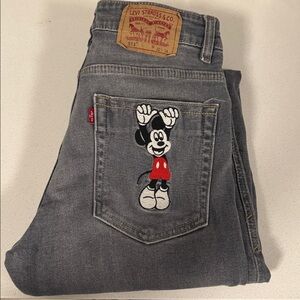 Levi’s 513 Men’s Sz 32x34 Grey - Custom Mickey Mouse Embroidered Disney Denim